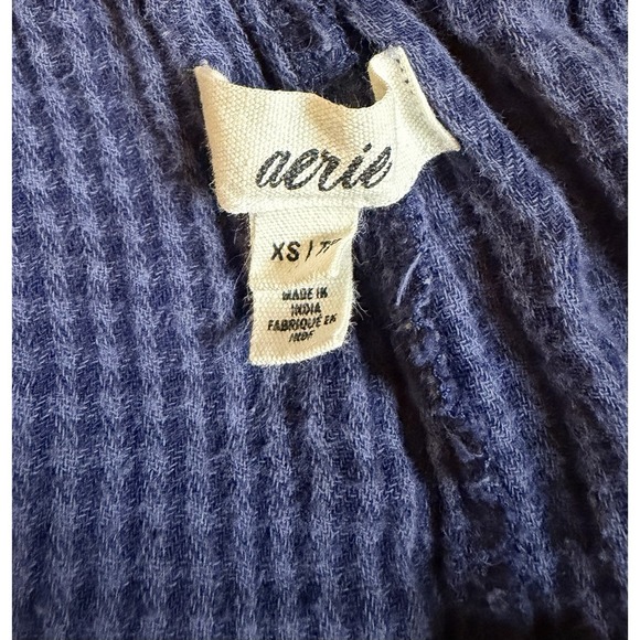 Aerie Navy Blue & Tan Plaid 100% Cotton Gauze Pajama Boxer Shorts Women XS - Picture 4 of 7